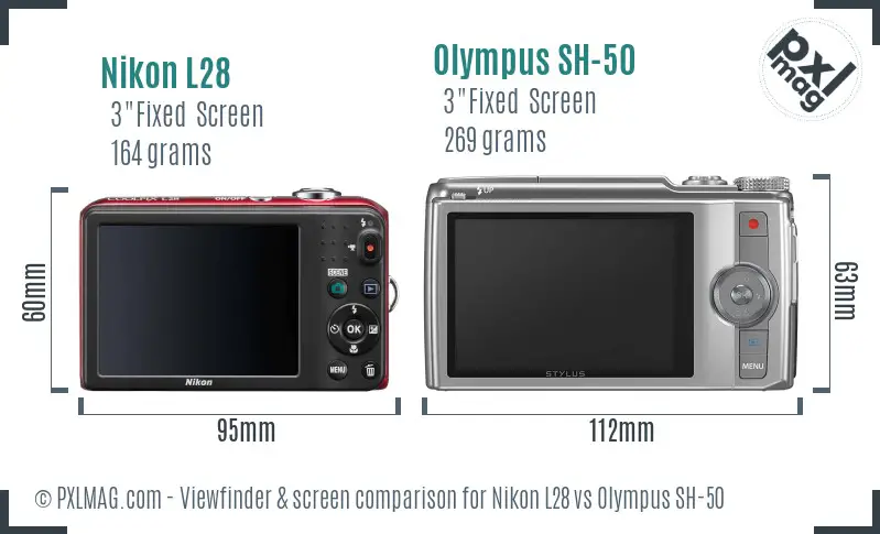 Nikon L28 vs Olympus SH-50 Screen and Viewfinder comparison Nikon L28 vs Olympus SH-50 Screen and Viewfinder comparison