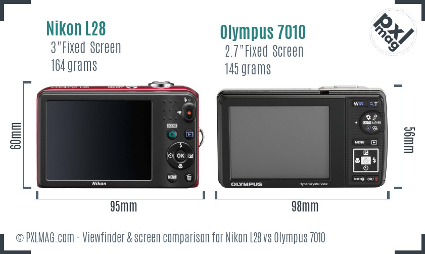 Nikon L28 vs Olympus 7010 Screen and Viewfinder comparison