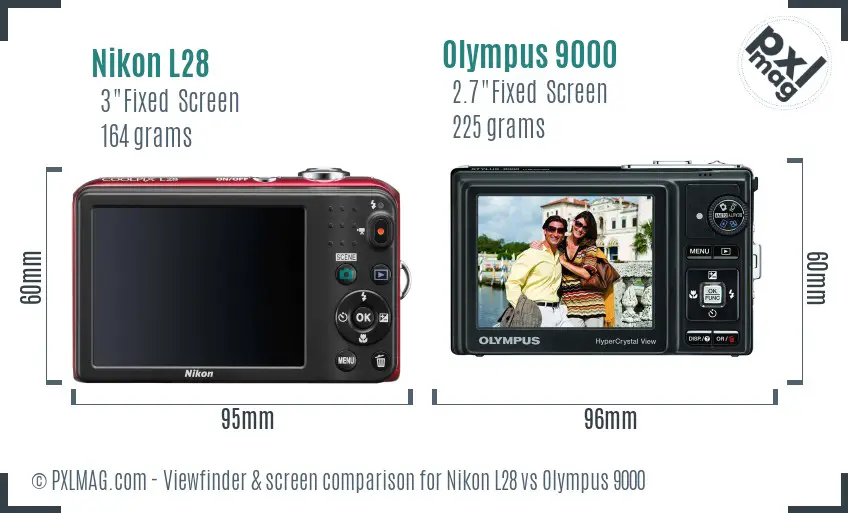 Nikon L28 vs Olympus 9000 Screen and Viewfinder comparison Nikon L28 vs Olympus 9000 Screen and Viewfinder comparison