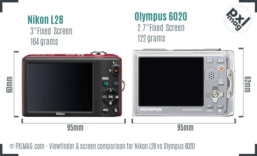 Nikon L28 vs Olympus 6020 Screen and Viewfinder comparison Nikon L28 vs Olympus 6020 Screen and Viewfinder comparison