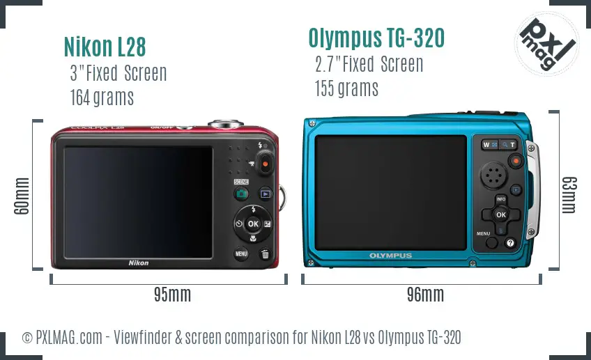 Nikon L28 vs Olympus TG-320 Screen and Viewfinder comparison Nikon L28 vs Olympus TG-320 Screen and Viewfinder comparison