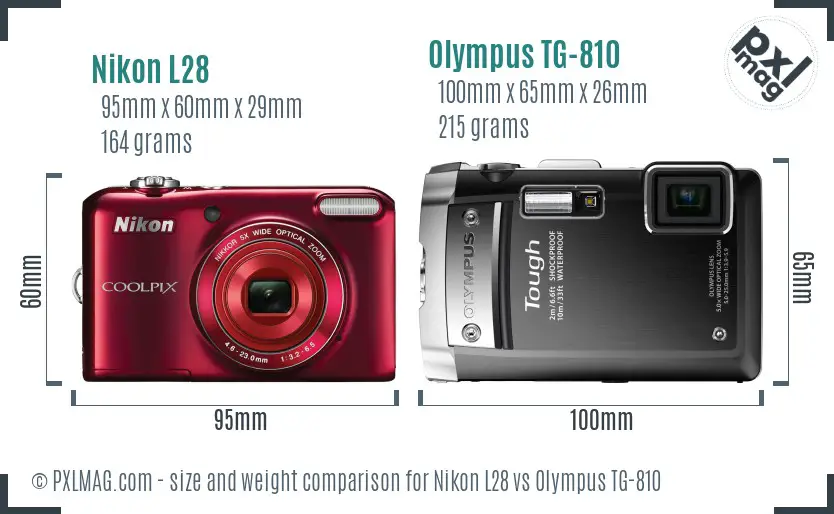 Nikon L28 vs Olympus TG-810 size comparison Nikon L28 vs Olympus TG-810 size comparison