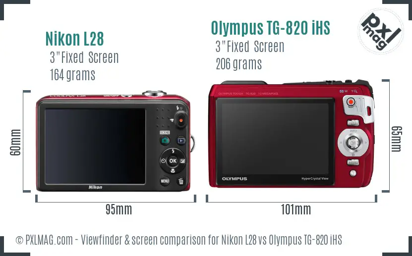 Nikon L28 vs Olympus TG-820 iHS Screen and Viewfinder comparison Nikon L28 vs Olympus TG-820 iHS Screen and Viewfinder comparison