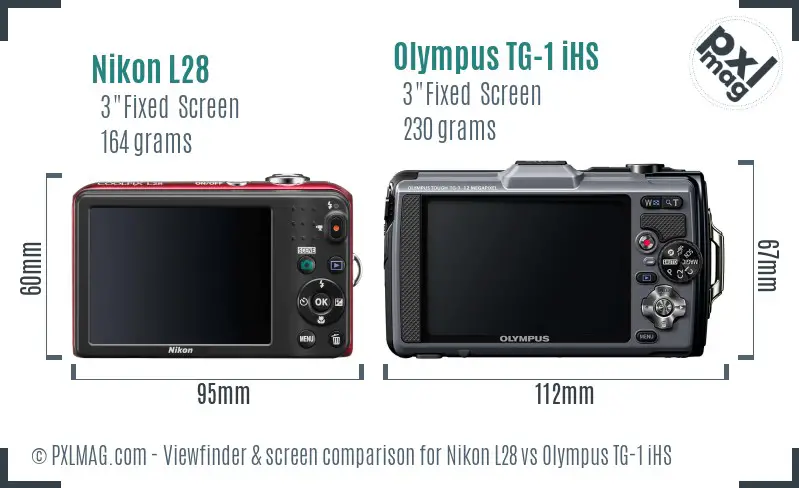Nikon L28 vs Olympus TG-1 iHS Screen and Viewfinder comparison