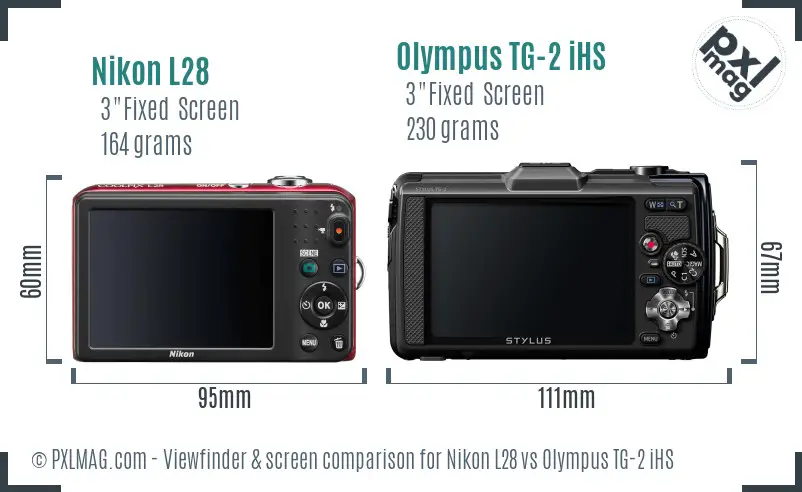Nikon L28 vs Olympus TG-2 iHS Screen and Viewfinder comparison Nikon L28 vs Olympus TG-2 iHS Screen and Viewfinder comparison