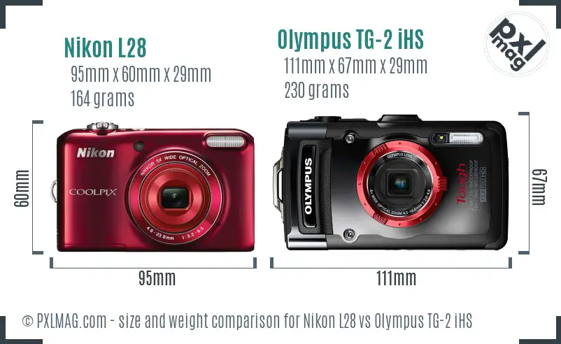 Nikon L28 vs Olympus TG-2 iHS size comparison Nikon L28 vs Olympus TG-2 iHS size comparison