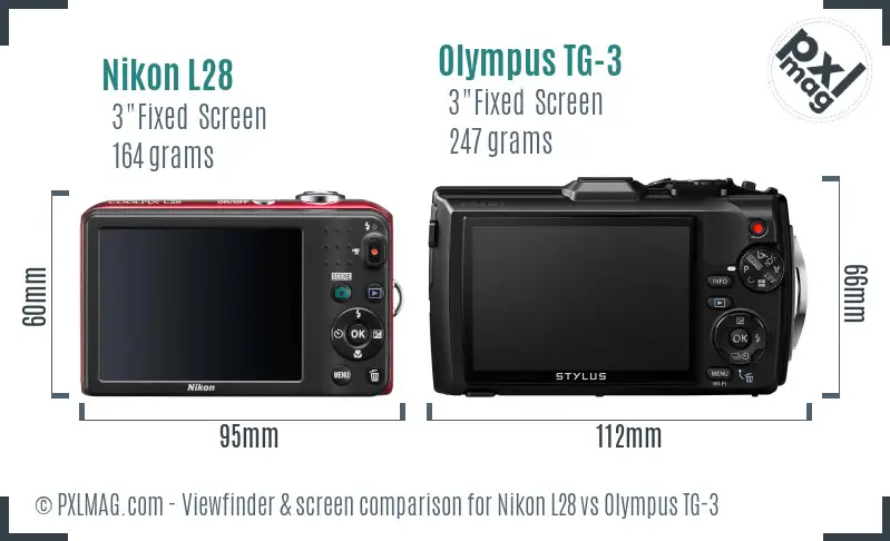 Nikon L28 vs Olympus TG-3 Screen and Viewfinder comparison Nikon L28 vs Olympus TG-3 Screen and Viewfinder comparison