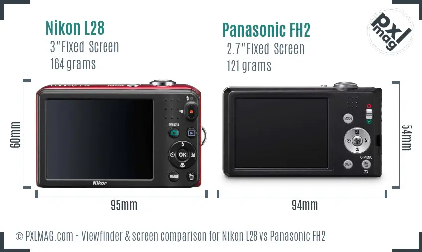 Nikon L28 vs Panasonic FH2 Screen and Viewfinder comparison