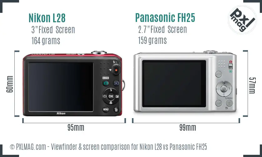 Nikon L28 vs Panasonic FH25 Screen and Viewfinder comparison