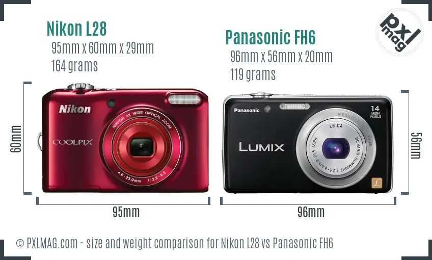Nikon L28 vs Panasonic FH6 size comparison Nikon L28 vs Panasonic FH6 size comparison