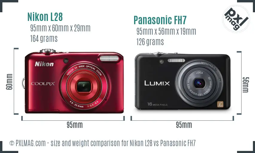 Nikon L28 vs Panasonic FH7 size comparison Nikon L28 vs Panasonic FH7 size comparison
