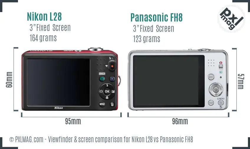 Nikon L28 vs Panasonic FH8 Screen and Viewfinder comparison