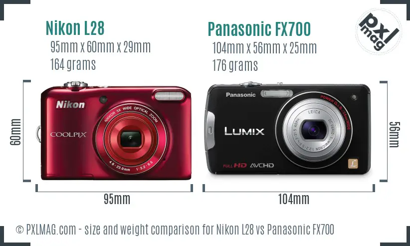 Nikon L28 vs Panasonic FX700 size comparison Nikon L28 vs Panasonic FX700 size comparison