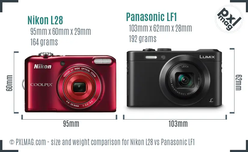 Nikon L28 vs Panasonic LF1 size comparison