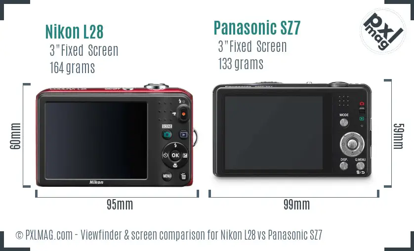 Nikon L28 vs Panasonic SZ7 Screen and Viewfinder comparison
