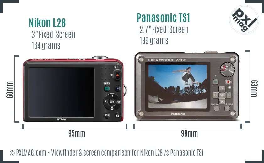 Nikon L28 vs Panasonic TS1 Screen and Viewfinder comparison