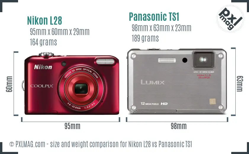 Nikon L28 vs Panasonic TS1 size comparison