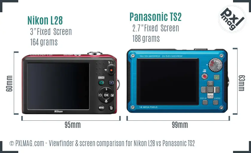 Nikon L28 vs Panasonic TS2 Screen and Viewfinder comparison Nikon L28 vs Panasonic TS2 Screen and Viewfinder comparison