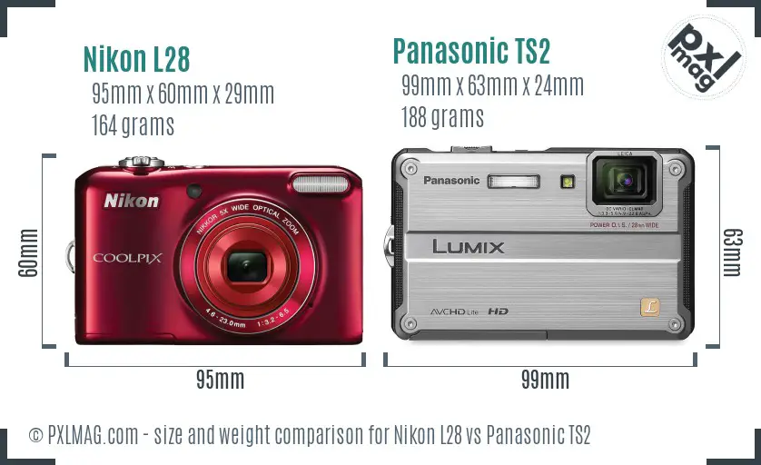 Nikon L28 vs Panasonic TS2 size comparison Nikon L28 vs Panasonic TS2 size comparison