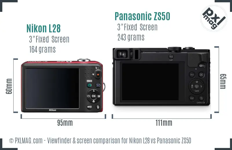 Nikon L28 vs Panasonic ZS50 Screen and Viewfinder comparison Nikon L28 vs Panasonic ZS50 Screen and Viewfinder comparison