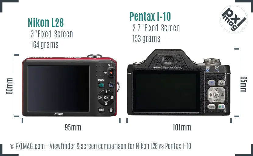 Nikon L28 vs Pentax I-10 Screen and Viewfinder comparison Nikon L28 vs Pentax I-10 Screen and Viewfinder comparison
