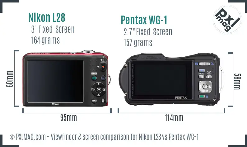 Nikon L28 vs Pentax WG-1 Screen and Viewfinder comparison