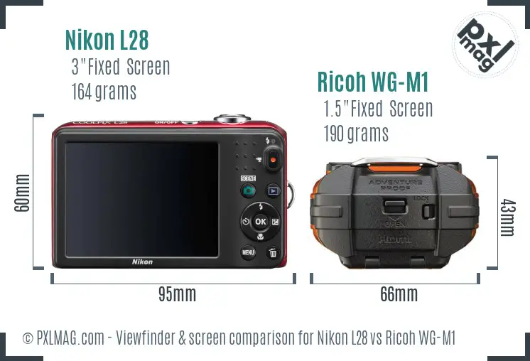Nikon L28 vs Ricoh WG-M1 Screen and Viewfinder comparison Nikon L28 vs Ricoh WG-M1 Screen and Viewfinder comparison