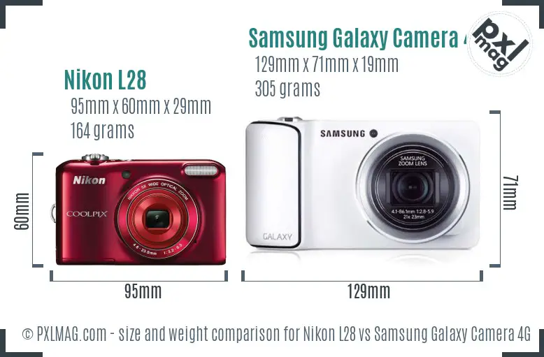 Nikon L28 vs Samsung Galaxy Camera 4G size comparison Nikon L28 vs Samsung Galaxy Camera 4G size comparison