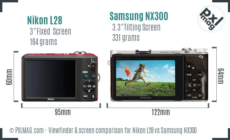 Nikon L28 vs Samsung NX300 Screen and Viewfinder comparison
