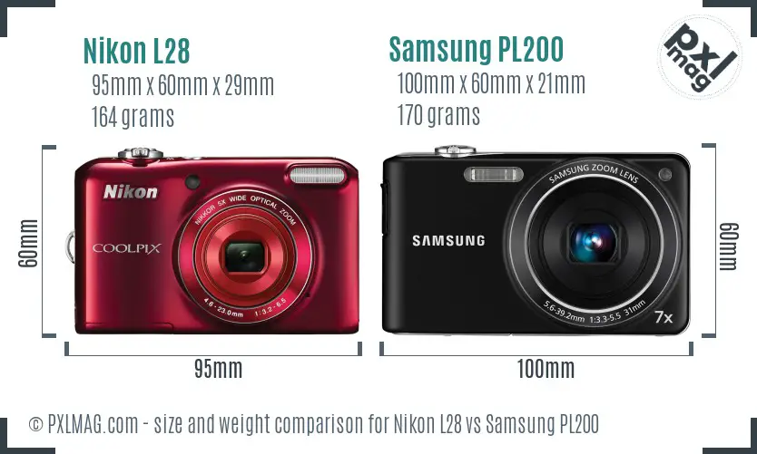 Nikon L28 vs Samsung PL200 size comparison Nikon L28 vs Samsung PL200 size comparison