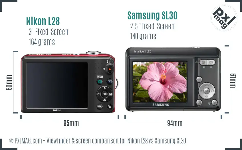 Nikon L28 vs Samsung SL30 Screen and Viewfinder comparison Nikon L28 vs Samsung SL30 Screen and Viewfinder comparison