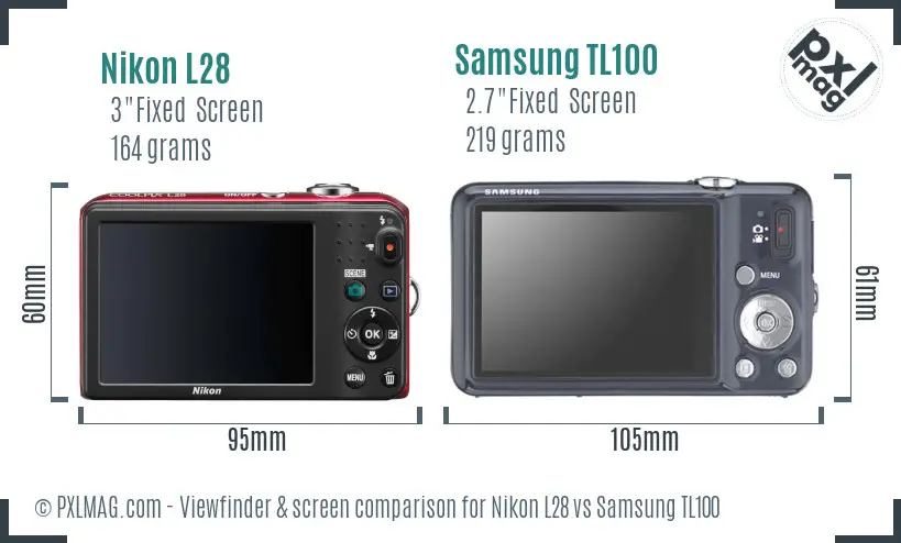Nikon L28 vs Samsung TL100 Screen and Viewfinder comparison