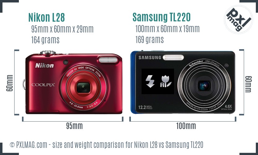 Nikon L28 vs Samsung TL220 size comparison Nikon L28 vs Samsung TL220 size comparison