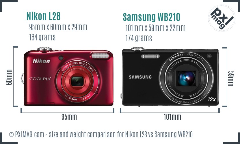 Nikon L28 vs Samsung WB210 size comparison Nikon L28 vs Samsung WB210 size comparison