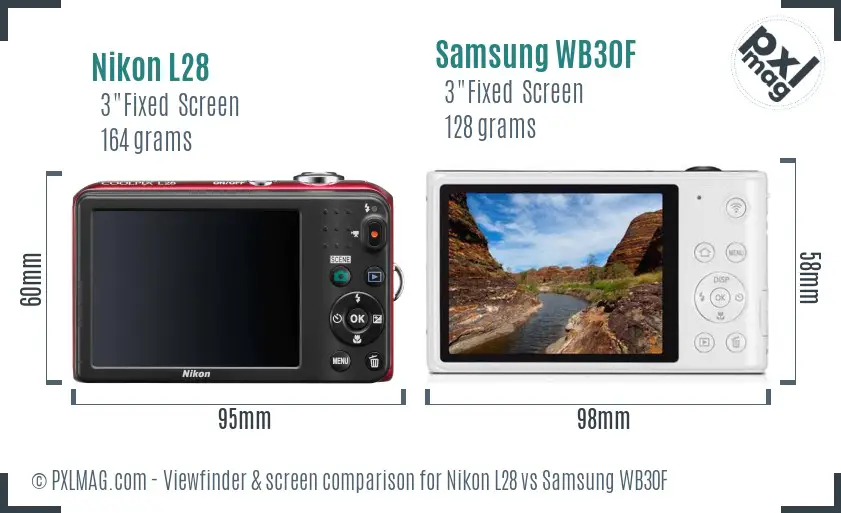 Nikon L28 vs Samsung WB30F Screen and Viewfinder comparison Nikon L28 vs Samsung WB30F Screen and Viewfinder comparison