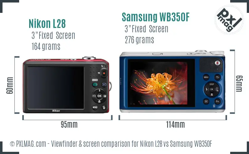 Nikon L28 vs Samsung WB350F Screen and Viewfinder comparison Nikon L28 vs Samsung WB350F Screen and Viewfinder comparison