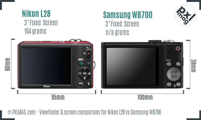 Nikon L28 vs Samsung WB700 Screen and Viewfinder comparison