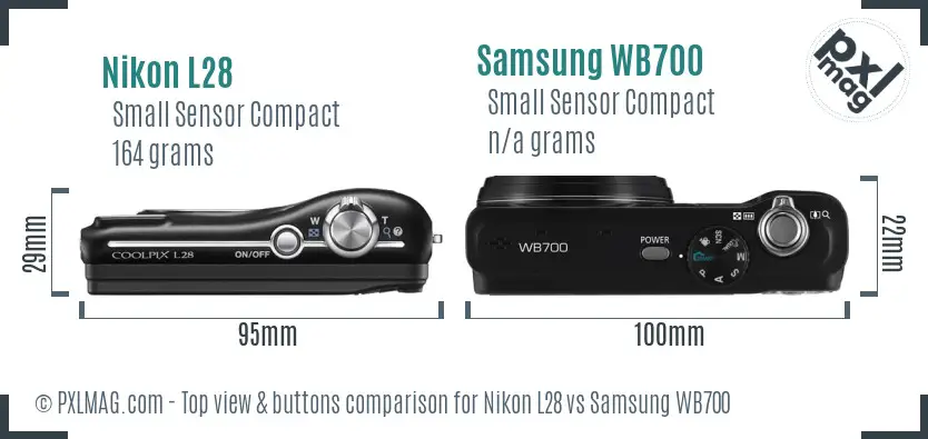 Nikon L28 vs Samsung WB700 top view buttons comparison