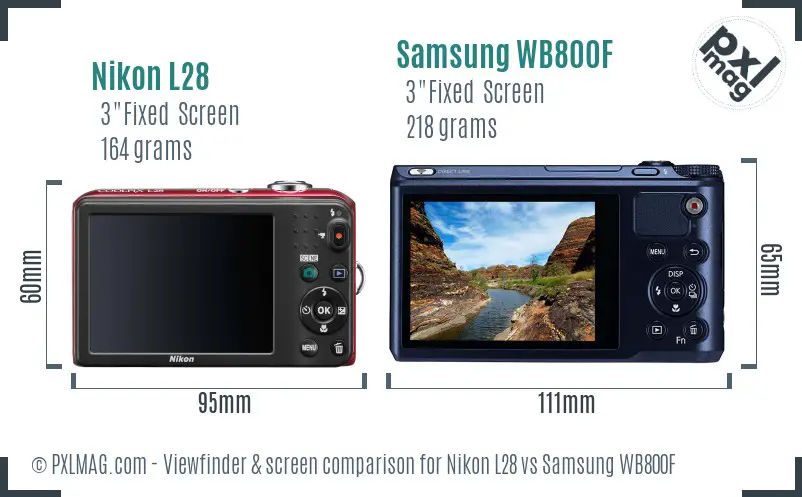 Nikon L28 vs Samsung WB800F Screen and Viewfinder comparison