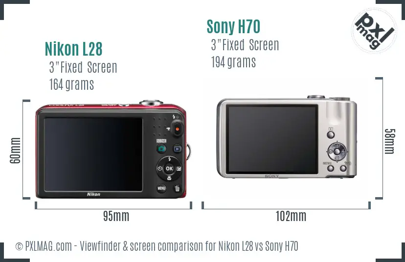 Nikon L28 vs Sony H70 Screen and Viewfinder comparison