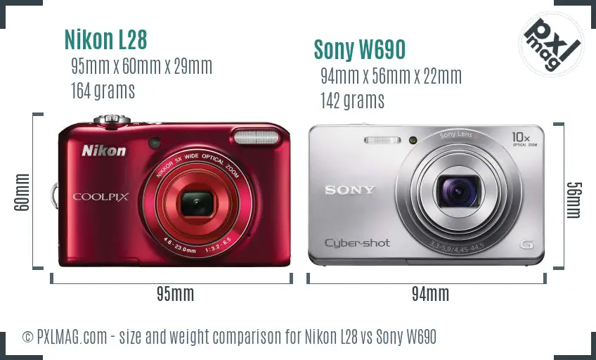 Nikon L28 vs Sony W690 size comparison Nikon L28 vs Sony W690 size comparison