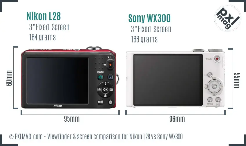 Nikon L28 vs Sony WX300 Screen and Viewfinder comparison