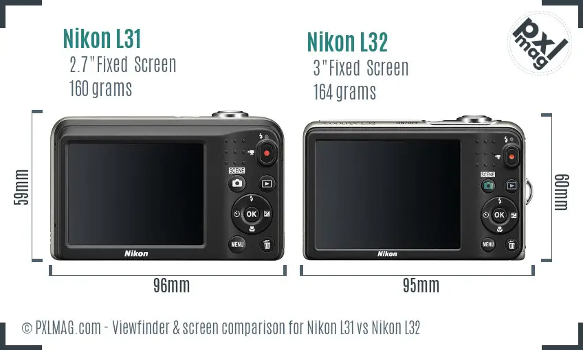 Nikon L31 vs Nikon L32 Screen and Viewfinder comparison