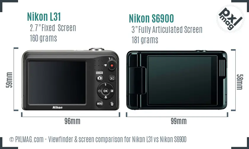 Nikon L31 vs Nikon S6900 Screen and Viewfinder comparison Nikon L31 vs Nikon S6900 Screen and Viewfinder comparison