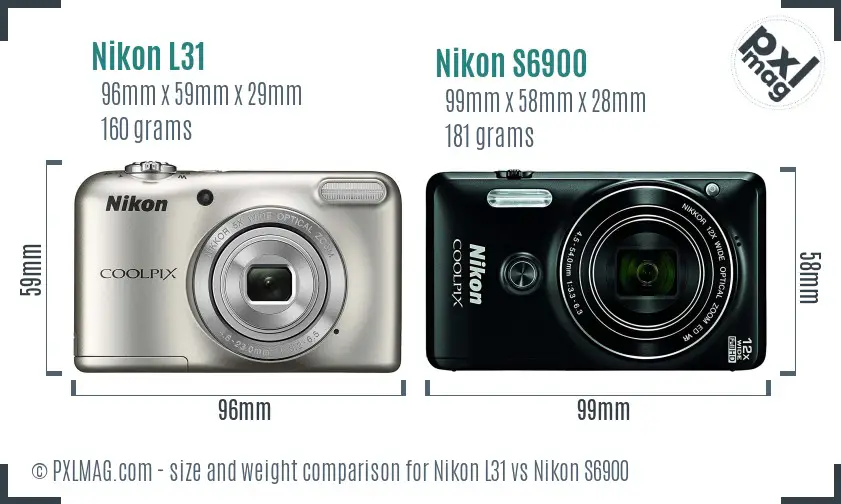 Nikon L31 vs Nikon S6900 size comparison Nikon L31 vs Nikon S6900 size comparison