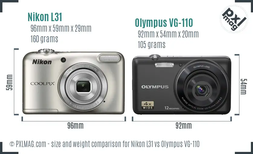 Nikon L31 vs Olympus VG-110 size comparison Nikon L31 vs Olympus VG-110 size comparison