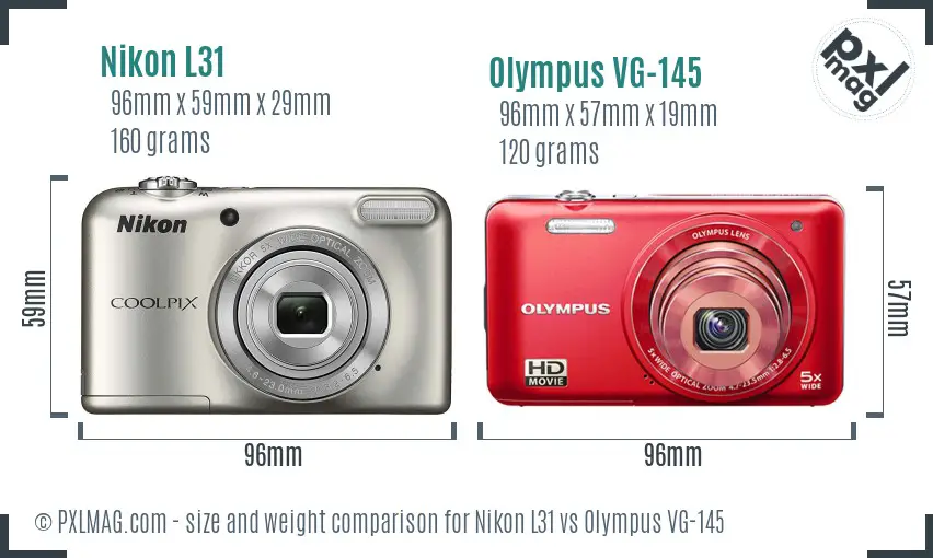 Nikon L31 vs Olympus VG-145 size comparison