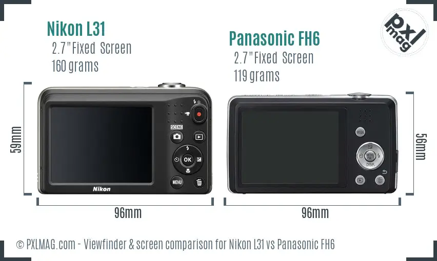 Nikon L31 vs Panasonic FH6 Screen and Viewfinder comparison