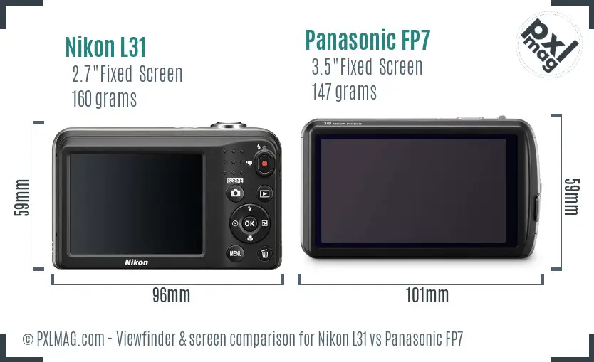 Nikon L31 vs Panasonic FP7 Screen and Viewfinder comparison