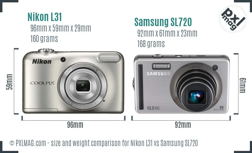 Nikon L31 vs Samsung SL720 size comparison Nikon L31 vs Samsung SL720 size comparison